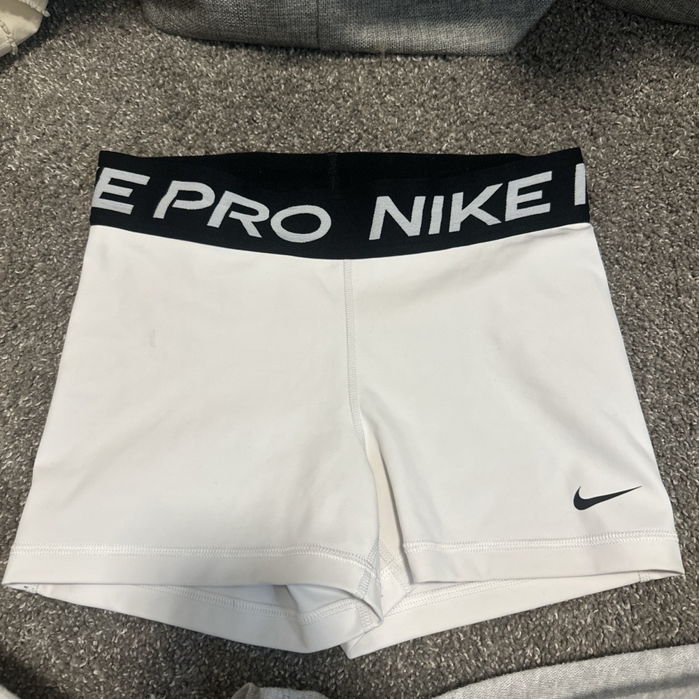 Women's White Nike Pro Shorts